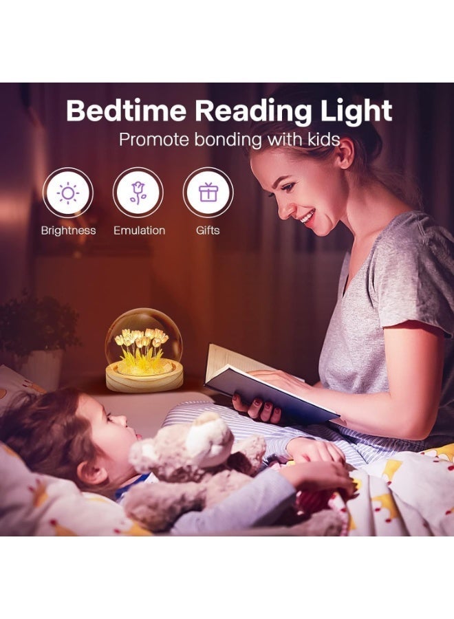 ChicAbode Tulip Night Light LED Decoration Lamp,Glass Artificial Flower Bedroom Table Lamp, Christmas Birthday Gifts for Women Her Girlfriend Wife Sister Girls - Image 3
